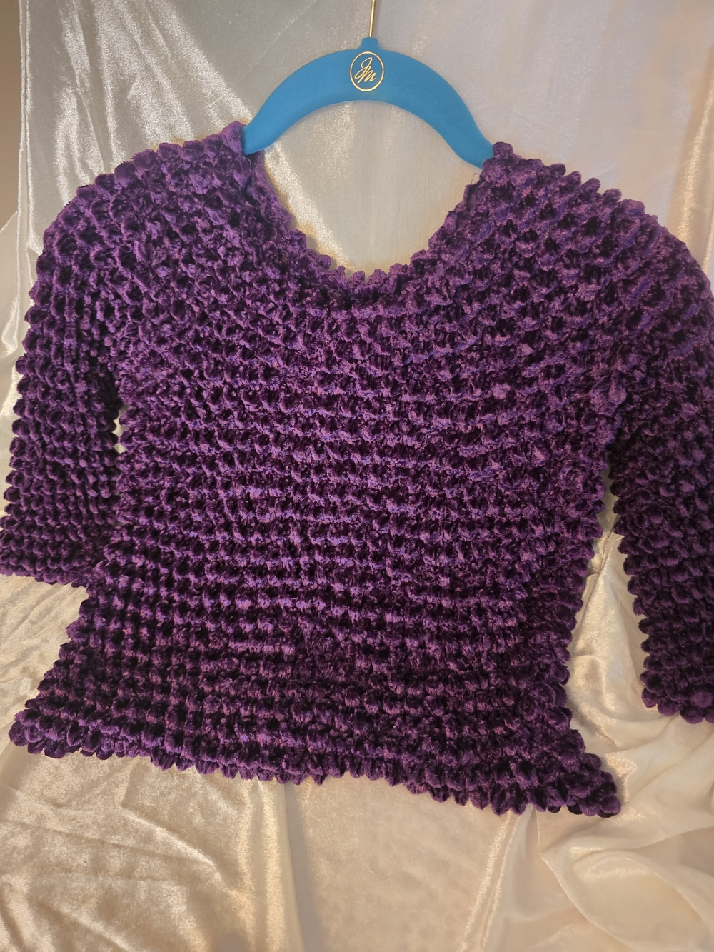 🔮 VINTAGE Y2K PAPAYA PLUSH VELVET-TEXTURE POPCORN TOP 🔮
